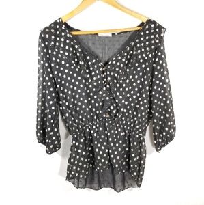 Tea N Rose Polka Dot Gold Blouse sz M